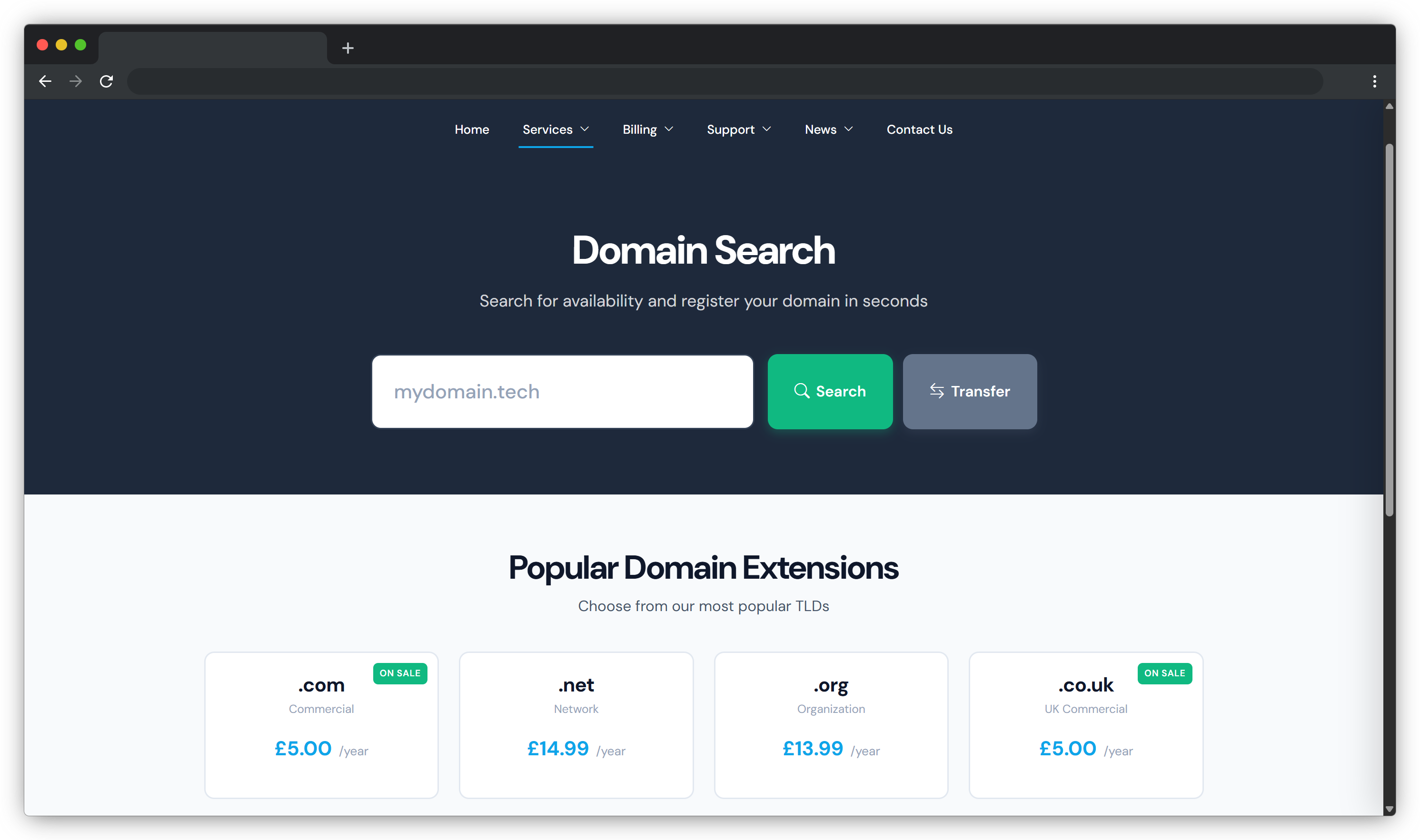 Domain Management Screenshot